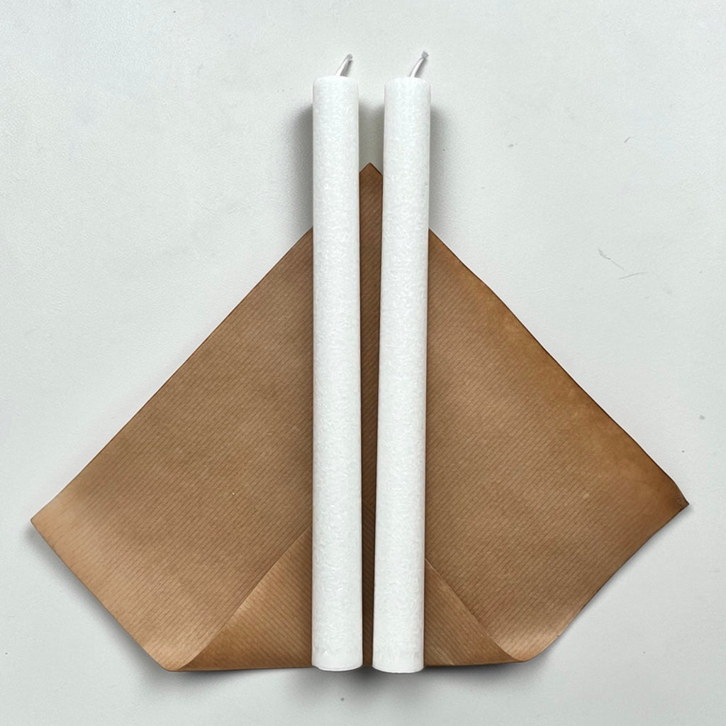 Olivstearin Handgjort ljus 2-pack, Kristallvit- Lång