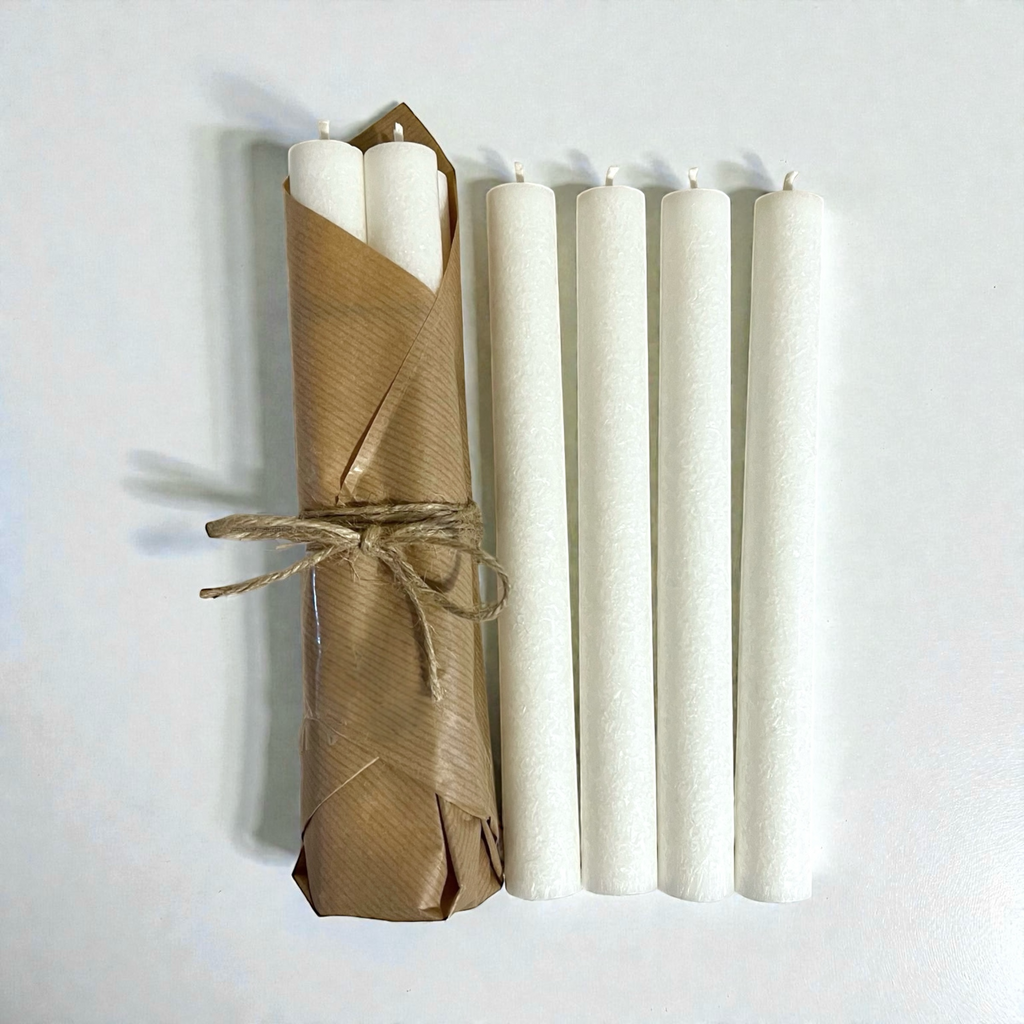 Olivstearin Handgjort ljus 4-pack, Kristallvit