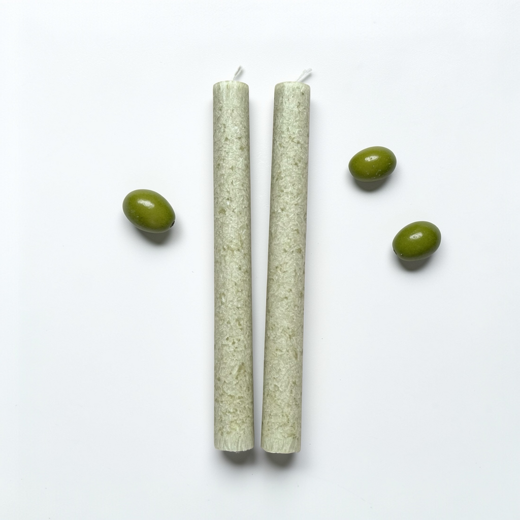 Olivstearin Handgjort ljus 2-pack, Olivgrön