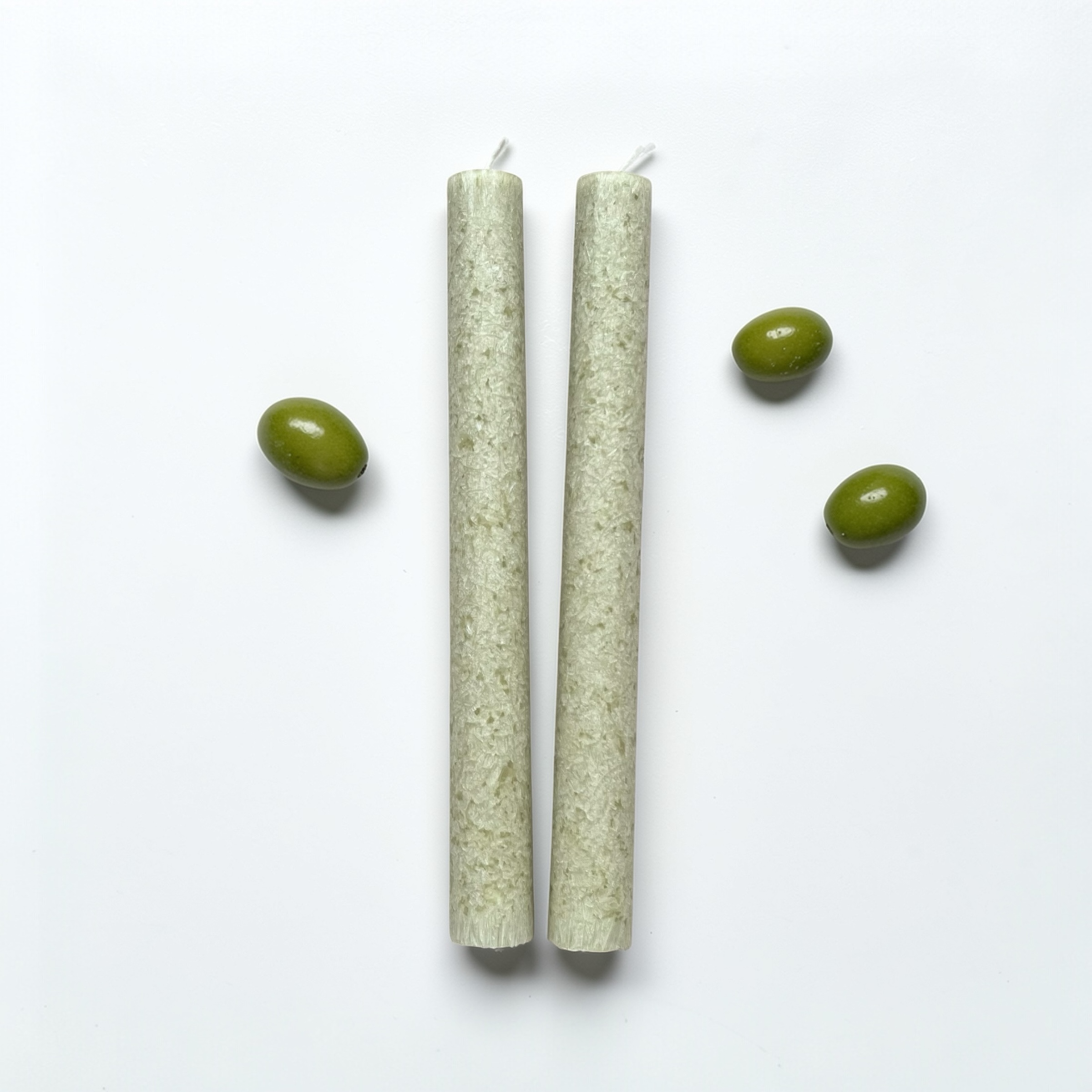 Olivstearin Handgjort ljus 2-pack, Olivgrön