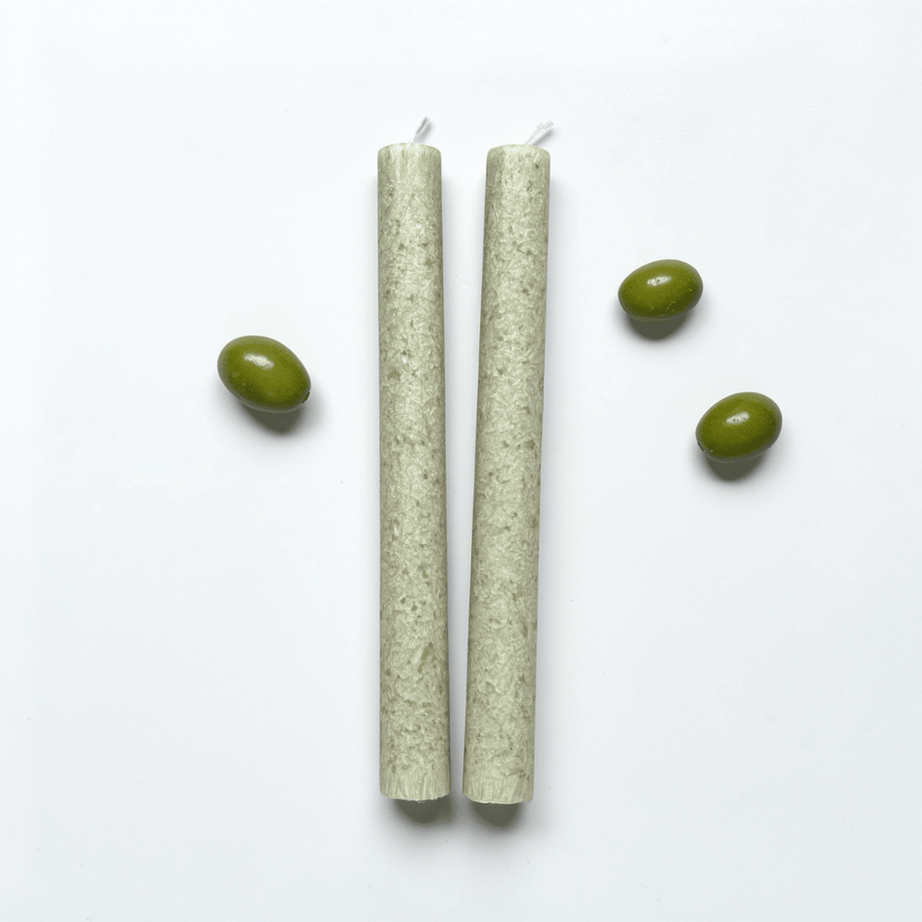 Handgjorda olivstearinljus 2 - pack, Olivgrön - Lindas Ljus