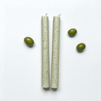 Handgjorda olivstearinljus 2 - pack, Olivgrön - Lindas Ljus