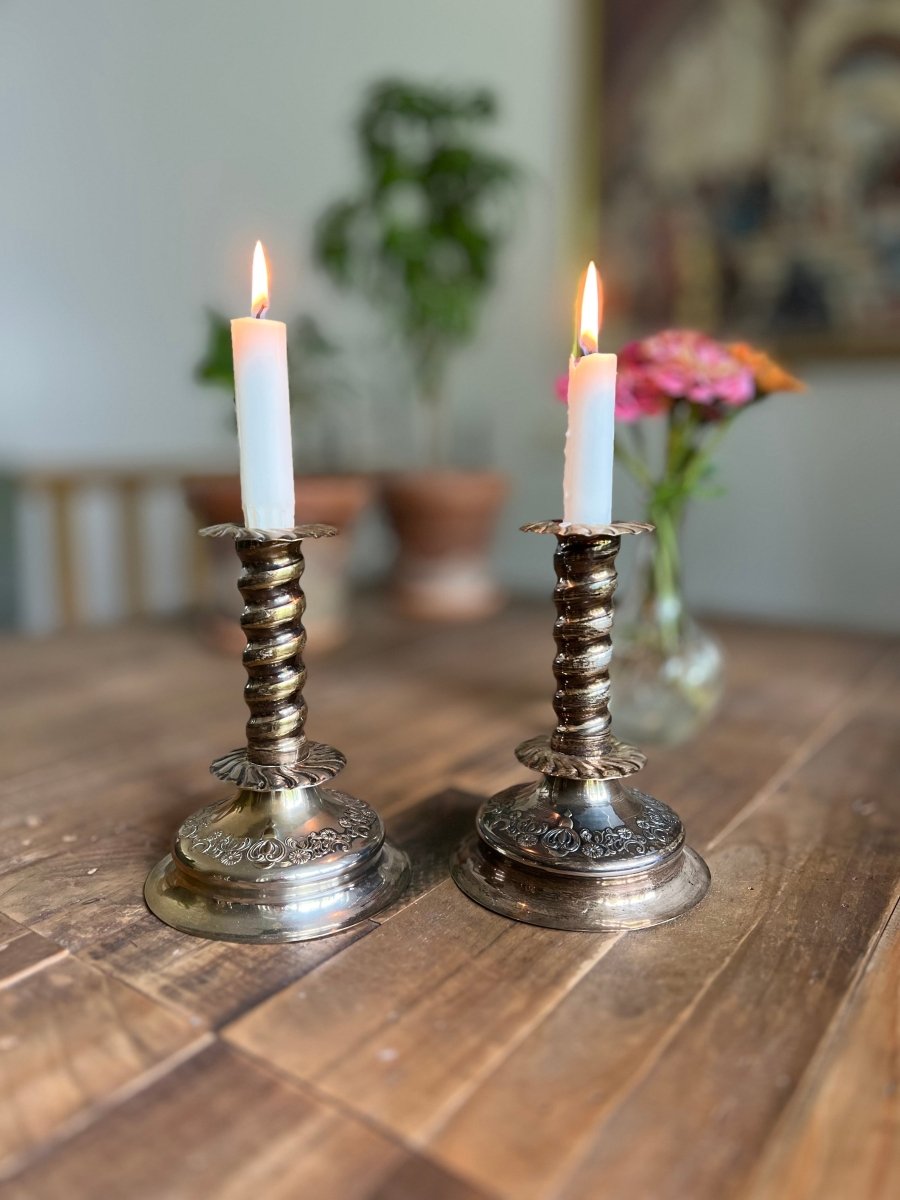 Ljusstakar, 2 stycken, Nysilver Barockstil - Lindas Ljus